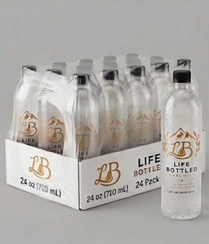 Life Bottled 24 oz (710ml) Pure Alpine Spring Water Luxury Glass Bottle